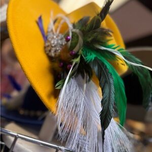Elegant Yellow Feathered Hat